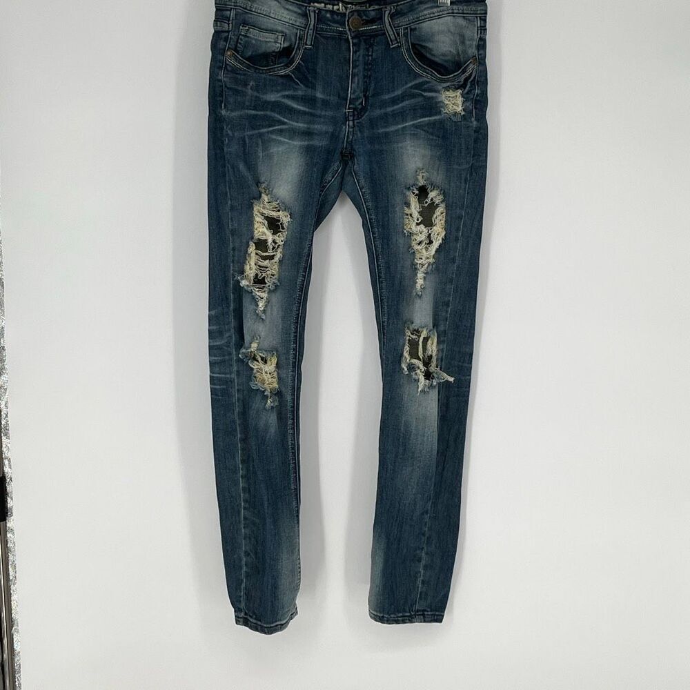 MACHINE‎ Nouvelle Mode Jeans Women's Size 29 Blue Denim Distressed Ripped Skinny